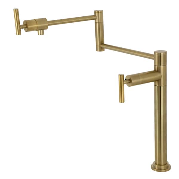 Deck Mount Pot Filler, Brushed Brass